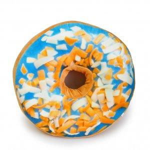 Подушка-пончик в оранжево-голубой глазури 35 см