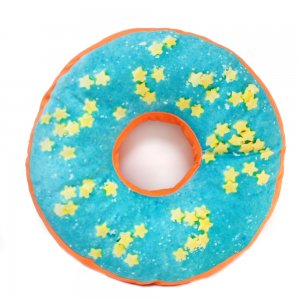 Подушка-пончик бирюзовый со звездами 35 см